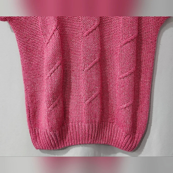 VTG Bubblegum Pink Womens Cable‎ Knit Sweater Size XS/S Preppy Retro 80s - Picture 2 of 6